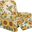 Talayituse Hummingbird Sunflower Butterfly Print Recliner Slipcovers 4-Pieces Lazyboy Covers Couch Chair Cover Non Slip Reclining with Storage Pockets Furniture Protector for Living Room