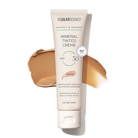 MDSolarSciences Mineral Tinted Crème Sunscreen SPF 30 | WaterResistant, Broad Spectrum UV Protection | Blendable Micronized Zinc Oxide Cream | Natural Matte Finish for All Skin Types (1.7 Fl Oz) EXP. 02/28