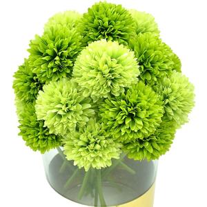 20Pcs Artificial Fake Flower Plants Silk Chrysanthemum Ball Hydrangea Arrangements Wedding Bouquets Decor Home Kitchen Garden Party Table Floral Centerpieces DIY (Dark Green&Green)