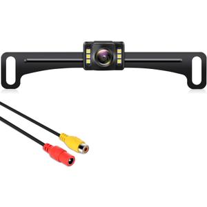 GLK Backup Camera Rear View Camera AHD 1080P Night Vision Reverse Camera, License Plate Backup Camera with 6 LED Lights,170 Degree Wide View Angle, IP69K Waterproof, for 12-24V Pickup Car Truck RV SUV