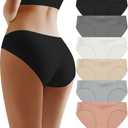 Seamless No Show Underwear:Comfort Sexy Low Rise Womens Panties Stretch Invisible Bikini Briefs Ladies Panty 6 Pack (Small)