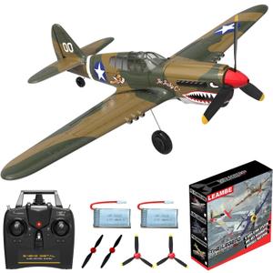LEAMBE RC Plane 4 Channel Remote Control Airplane - Ready to Fly P-40 Warhawk RC Airplane for Beginners Adult with Xpilot Stabilization System & One Key Aerobatic