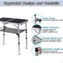 YihuiKo Folding Camping Table, Adjustable Height Folding Table, Portable Aluminum Small Folding Table with Carry Handle for Picnic, BBQ, Indoor, Office
