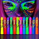 Glow in The Dark Face Body Paint, Glow In The Dark Under UV Black Light Sticks Makeup Neon Face Painting Kits for Adult Halloween Festival Accessory Glow Party Supplies (12 color)