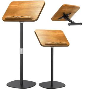 NAMON 2-in-1 Dual-use Floor & Desktop Book Stand, 100% Solid Wood, Height Adjustable from 16.5" to 51", Floor Reading Stand with Page Clip for Cookbooks, Sheet Music, Projector (with a T-Shaped)