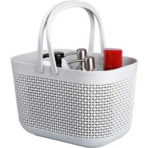 UUJOLY Plastic Organizer Storage Baskets with Handles, Shower Caddy Bins Organizer for Bathroom and kitchen, Grey