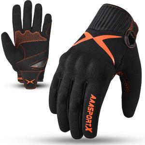 Breathable Motorcycle Gloves for Men with Kevlar & TPR Palm Protection Hard Knuckles Touchscreen (Black, XXL)