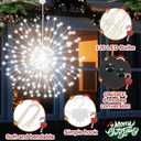 3 Set Christmas Solar Firework Lights Outdoor 120 LED 8 Modes Waterproof LED Hanging Fairy Lights for Christmas Garden Patio Yard Holiday Decoration(White,Double Style)