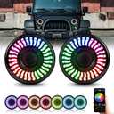 YEEGO DIRECT 7 Inch LED Headlights for 1997-2018 Wrangler JK TJ LJ, RGB Halo Angel Eye, Bluetooth APP Control Custom Colors, DOT Approved (7 Inch RGB)