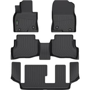 ANBINGO Floor Mats Custom for Mazda CX-9 (7 Passenger, 2nd Row Bench Seat) 2016-2023 Waterproof Car Mats All Weather Mats Guard Automotive Floor Liners Front & Rear & 3rd Row Full Set-Black