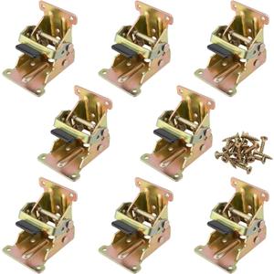PINGEUI 8 PCS Foldable Support Bracket, 0-90 Degree Lock Extension Support with Screws, Heavy Duty Self-Lock Hinge for Wall Shelf, Table, Folding Workbench, 500 Lbs Loading Capacity, Gold