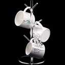 Patelai 14 Inch Acrylic Coffee Mug Tree Coffee Mug Rack Cup Holders for Counter with 6 Hooks Removable Stands(Acrylic,Clear)
