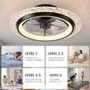 KINDLOV Modern Ceiling Fans with Lights, 19.7" Flush Mount Ceiling Fan with Dimmable Light and Remote,6-Speed Wind for Bedroom,Living Room,Low Profile Ceiling Fan with Light,Black