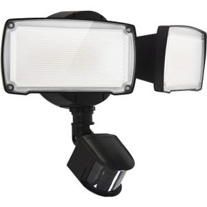 UME 19W LED Flood Light Motion Sensor Outdoor, 2 Adjustable Head, 2000LM, 5000K, IP65 Waterproof, Dusk to Dawn Security Light with Photocell for Exterior,Outside,Garage,House(Black)