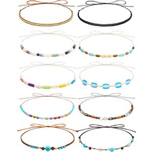 Zeyune 10 Pcs Cowboy Hat Bands Ethnic Western Hat Belts Rural Cowgirl Turquoise Hatbands Beaded Cowboy Supply