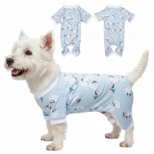 2026 New Cotton Dog Pajamas for Small & Medium Dogs - Soft Pet Onesie, Comfy Puppy Coat with Various Prints, Cute Pet Apparel for Dogs Magnolia Small