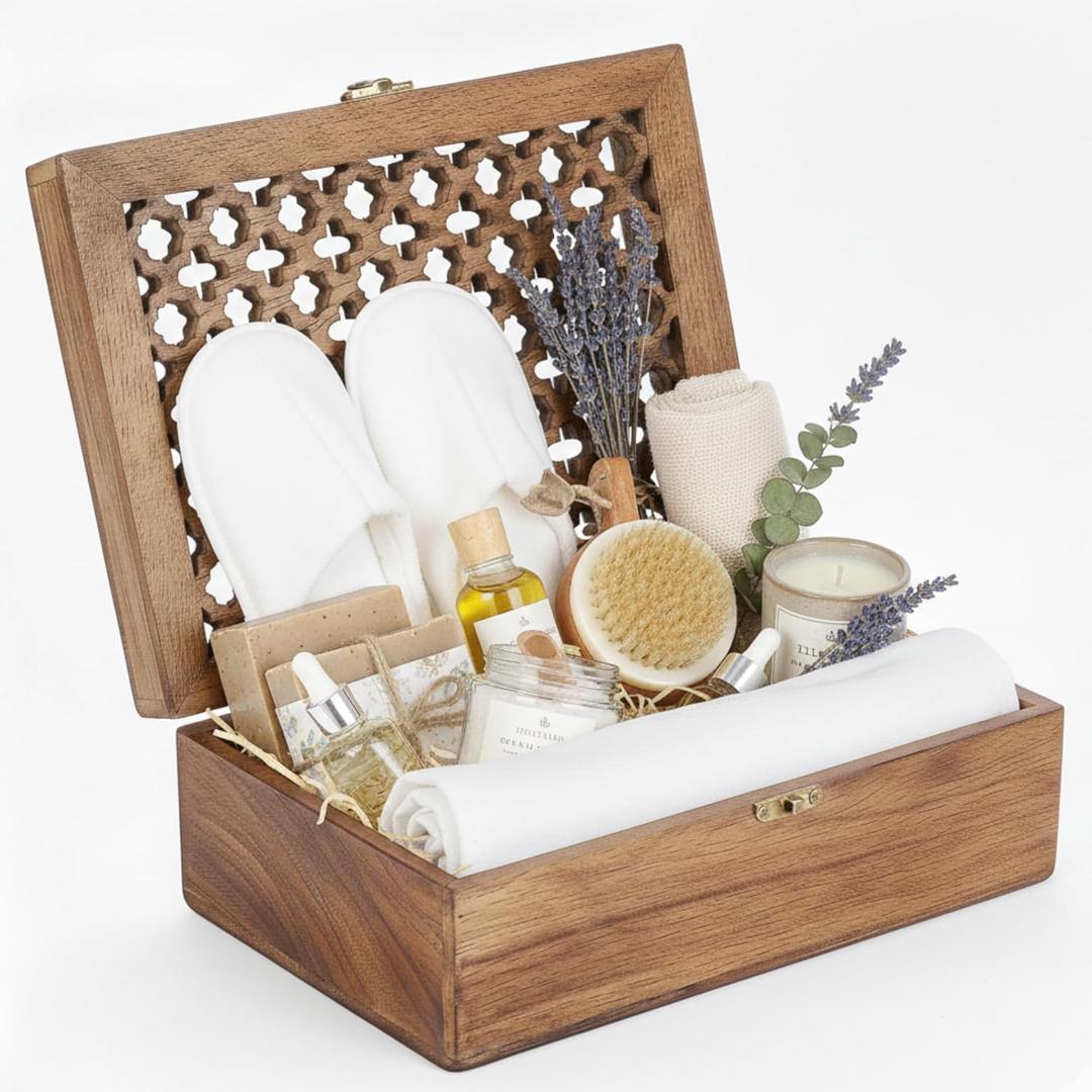 Mela Artisans Extra Large Wooden Keepsake Box | Medium Burnt & Handcrafted Decorative Storage Chest for Jewelry, Photos & Trinkets | Vintage Style Storage Box| Trellis Design | 10.5x7.5x4