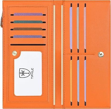 Ultra Slim Wallet for Women Bifold Leather RFID Blocking Credit Card Holder Ladies Womens Wallet with Zip Pocket