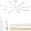 VIVOHOME 72 inch Ceiling Fans with Lights, Flush Mount Large Ceiling Fan with Remote Outdoor Indoor, for Living Room, Bedroom, Patios, 6+1 Speeds Reversible, 3CCT, Dimmable, Timer, White