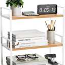 YGYQZ Desk Shelf Organizer for Top of Desk, Detachable 2 Tier Desktop Bookshelf, Wooden Desk Shelves Storage Rack, Small Desktop Shelf for Office Home Dorm, Tabletop Desk Organizer Stand (White Wood)