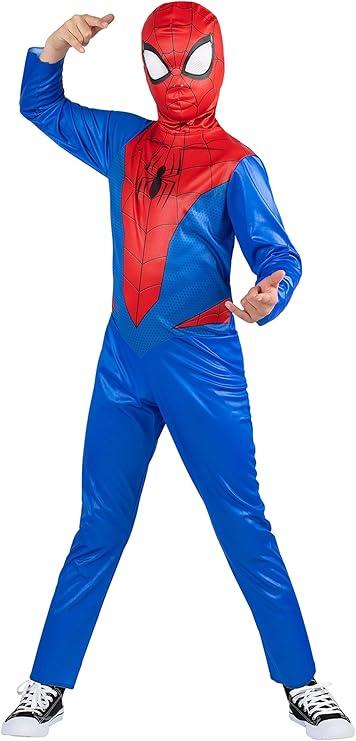 Marvel Spider-Man Official Youth Halloween Costume - Printed Jumpsuit with Fabric Mask, Size S (5-7)