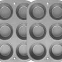 G & S Metal Products Company OvenStuff Set of Two Nonstick 6-cup Jumbo Muffin Pan, Gray, HG236-AZ