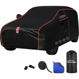 SUV Car Cover, All-Around Fastening 60s Quick-Install, 4 Upgrades for SUV 182in-190in for Car Cover Waterproof All Weather