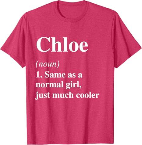 Chloe Definition Name Cool Funny Personalized Birthday T-Shirt, Red Heather, M