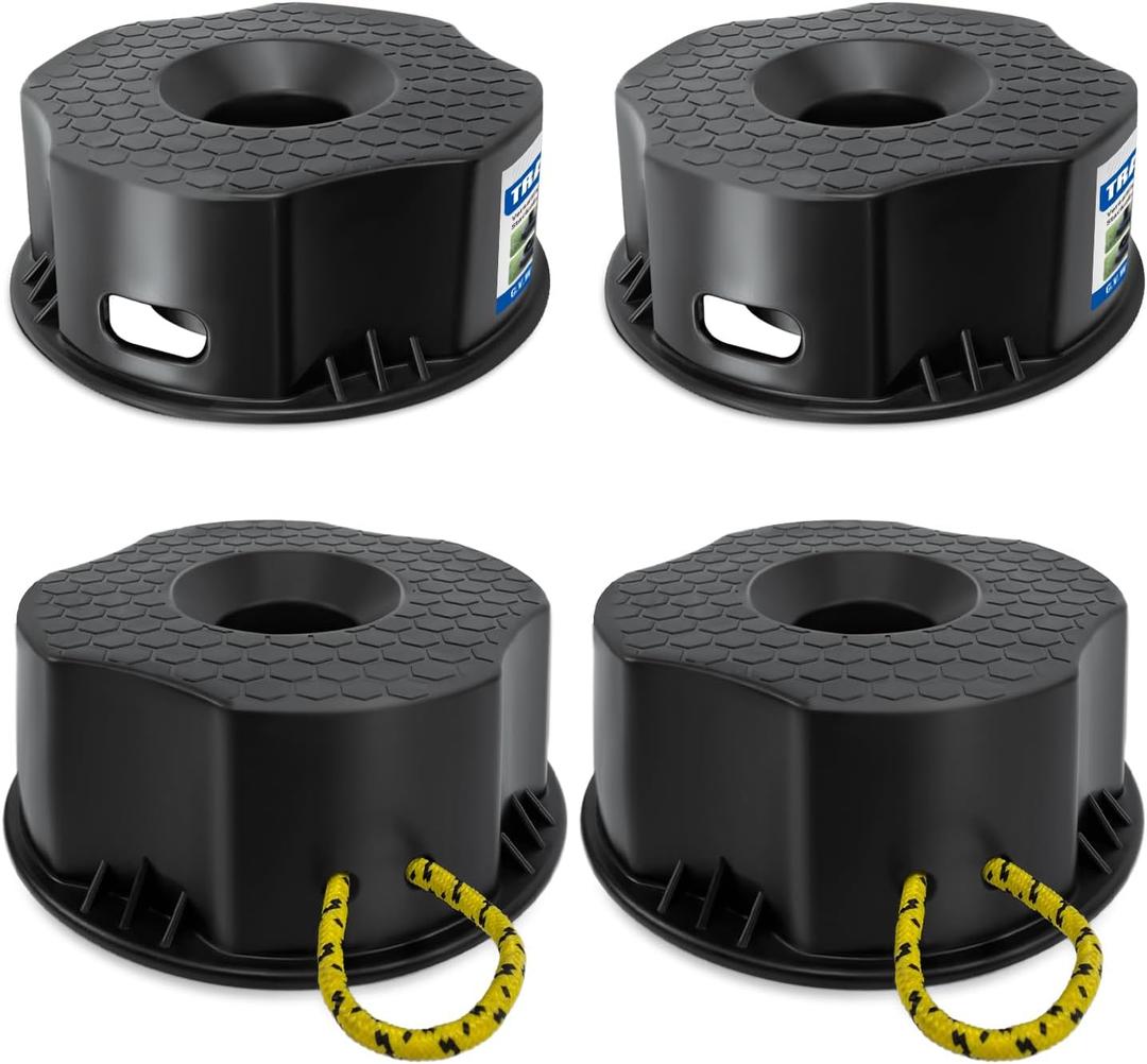 ROBLOCK 4 Packs Trailer Jack Block with Bag, RV Camper Stabilizer Blocks for Travel Trailer, Suit for Any Tongue Jack, Post, Foot, 5th Wheels, Round Square or Scissor Stabilizer