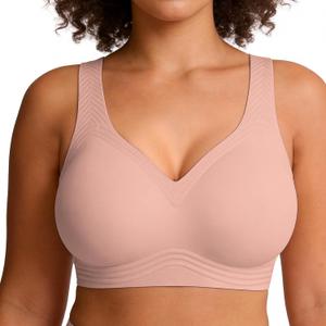 Soft Intention Jelly Wireless Bra Seamless Push Up Full Coverage Supportive Everyday Sport T-Shirt Bra Regular & Plus Size XL