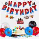 Spider Birthday Party Decorations, Include Latex Balloons Happy Birthday & Number Balloon Backdrop Banner Cake Toppers Hanging Swirls Theme Party Decor and Favors(Number 4)