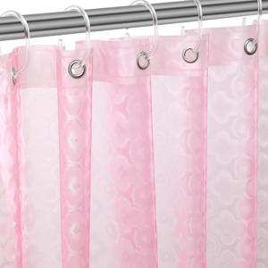EVA 3D Pink/Magenta Flower Plastic Shower Curtain Liner - Premium Light Weight 72" x 72" Bathroom Shower Showroom Curtain Liner with Rustproof Metal Gromments and Weighted Magnet