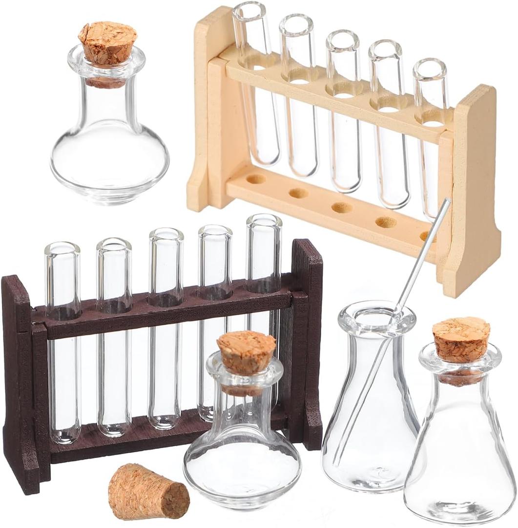 2Sets Miniature Test Tube Rack of Dollhouse Props for Mini Laboratory Decor Compact Design for Table Model and Micro Landscape Ornament