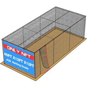 Baseball Batting Netting20/35/40/55/70FT(ONLY NET), Professional Softball Baseball Batting Cage Net, Heavy Duty Enclosed PE Practice Net for Indoor and Outdoor Batting Hitting Training Net