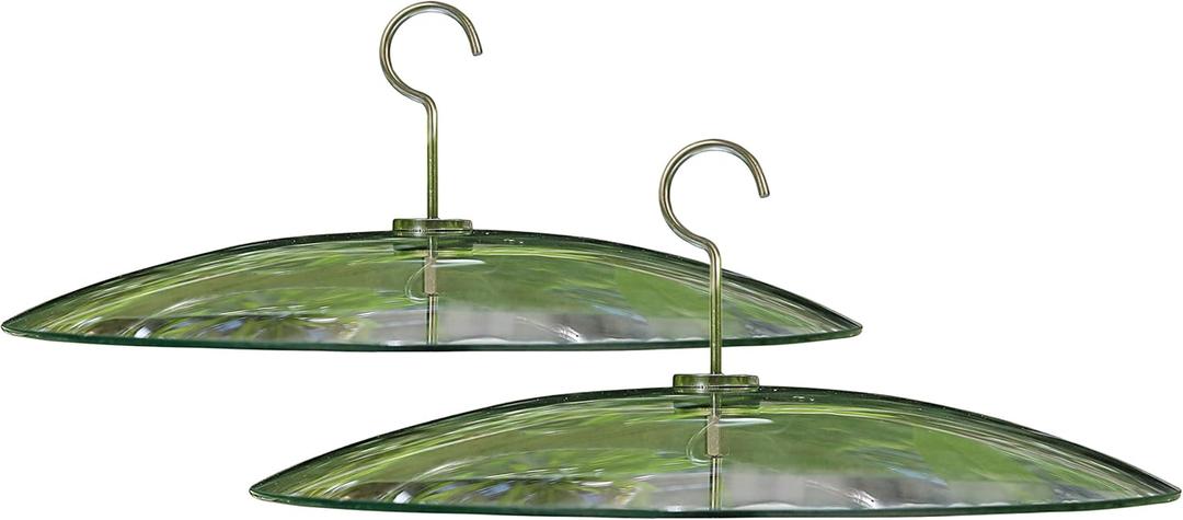 2 Pack 13 1/2 Inch Clear Glass Squirrel Baffle Weather Guard for Shepherd Hook or Bird Feeding Station Pole or Hanging Bird Feeders