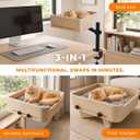 3-in-1 Cat Desk Bed, Cat Window Hammock & Elevated Floor Bed – Wooden Window Perch & Seat, American Oak Finish, 2 Plush Mats, Holds 28 lbs