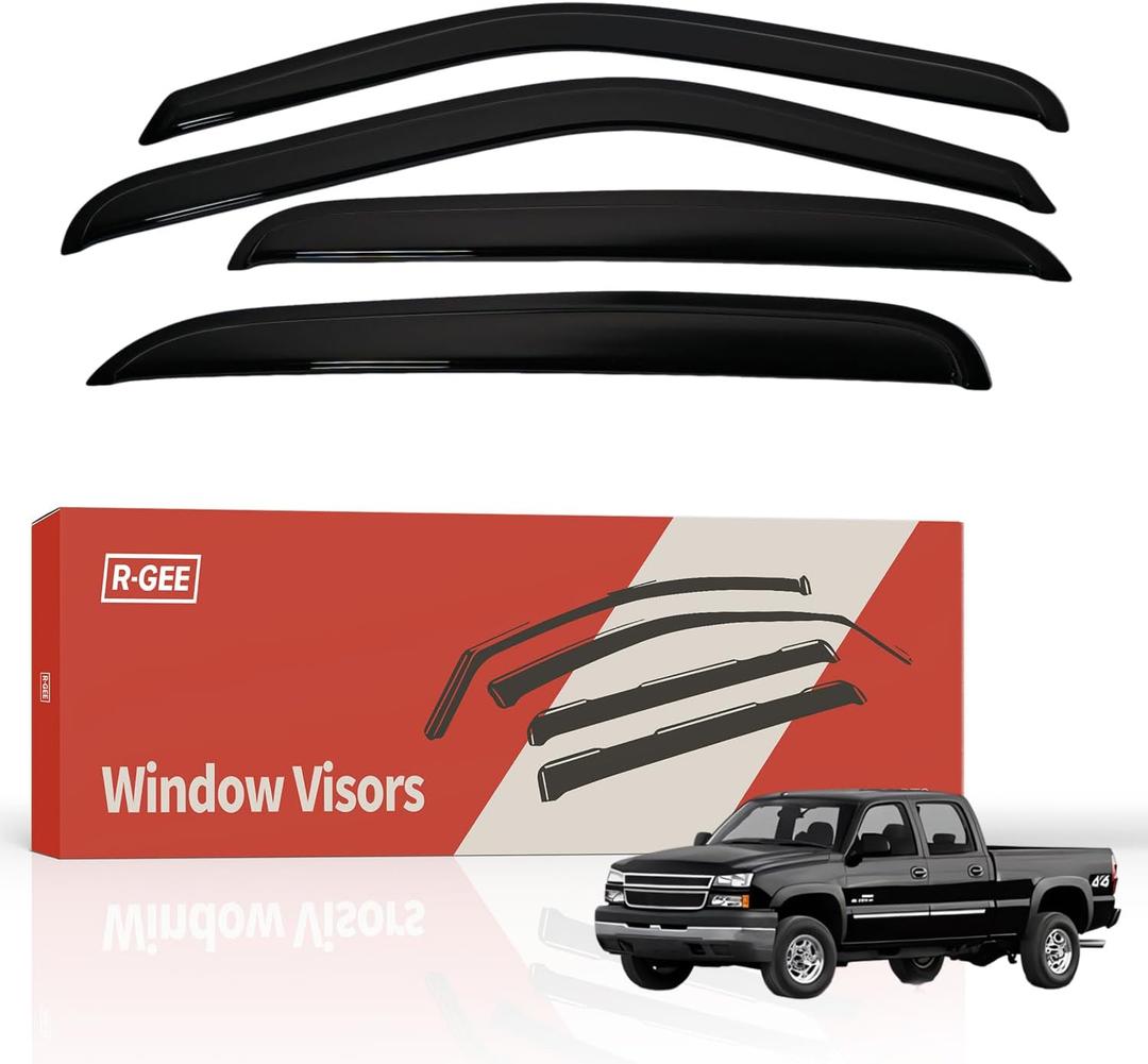 R-GEE Out-Channel Window Rain Guards Fit for Chevy Silverado/GMC Sierra 2001-2007, Window Vent Wind Deflectors Visors Shades for 2000-2006 Suburban/Yukon XL, 2002-2006 Avalanche/Cadillac Escalade
