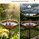 Metal Bird Bath with Solar Fountain for Outside, 3" Deep Removable Birdbaths Bowl with Metal Ground Stake, Easy to Clean Outdoor Bird Bath for Garden Yard Lawn Decor, 1.4 Gallon