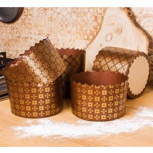 15 oz Panettone Paper Mold Standard | 12 Pack | Brown Round Non Stick Panettone Paper Baking Molds - Brown Standard Design W 5.1 x H 3.35-In (Large)