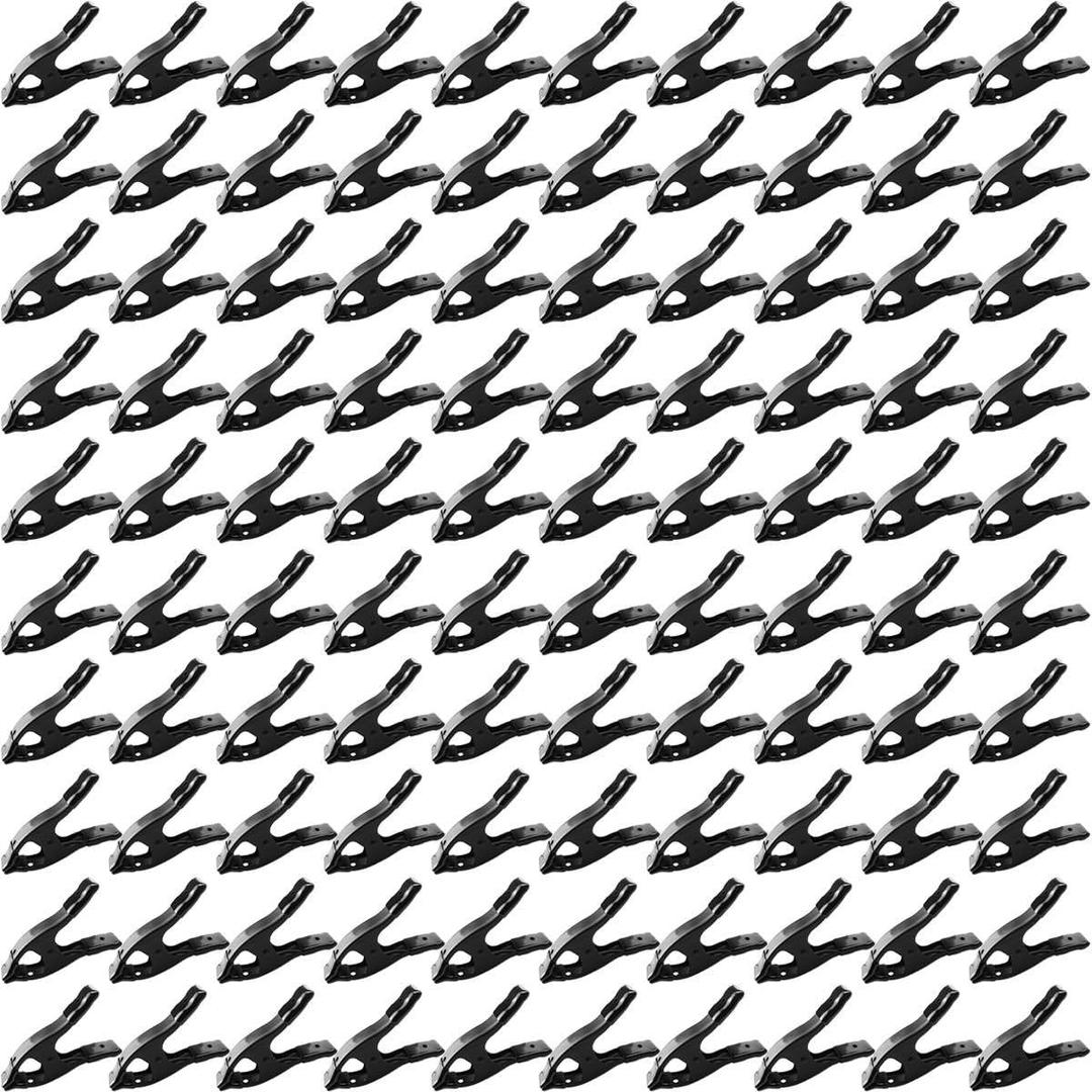 100 pcs. 2" Inch Spring Metal Clamps Wholesale Bulk - All Black