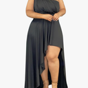 Ekaliy Women's Plus Size One Shoulder Dress Sexy High Low Irregular Hem Flowy Party Cocktail Maxi Dress
, size -XXL