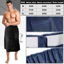 Tudomro 2 Pcs Men's Bath Wrap Towel Large Shower Adjustable Terry Body Spa Towel with Pocket After Shower Wrap for Men Gift Spa College Bath Dorm Room Gym(Black, Navy Blue), L