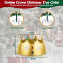 QEQEKAKA Metal Christmas Tree Collar Decorations 23Inch Gold Crown Christmas Tree Ring Collar 4-Panel Hollow Snowflakes & Acrylic Gem Inlays, for Xmas Home Indoor & Outdoor Holiday Party Decor