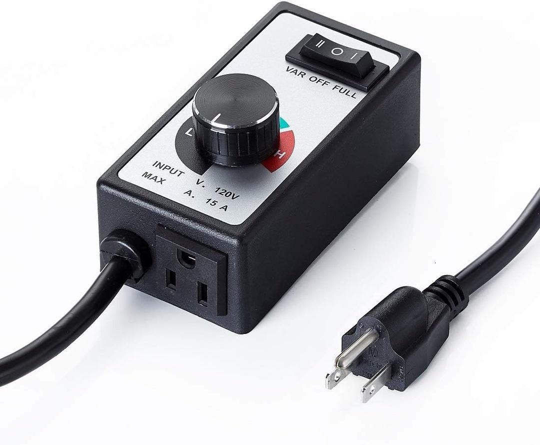 AC Motor Speed Controller 120V 15A Max Electronic Fan Speed Controller Variable Adjuster for Hydroponics Inline Duct Exhaust Ceiling Fans with 6' Long Cord