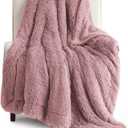 Bedsure Fluffy Dusty Pink Throw Blanket Gifts for Women, Girls, Soft Fleece Cozy Fuzzy Sherpa Plush Warm Minky Thick Faux Fur Throws for Couch, Dark Pink Decor House Blanket Gifts for Her, 50x60