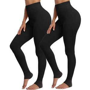 CHRLEISURE Women's Fleece Lined Tights - Fake Sheer Warm Pantyhose Thick Winter Leggings M/L Pack of 2