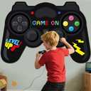 Large Video Game Shaped Backdrop Game on Photography Backdrop Gaming Party Decoration Gaming Photo Prop Level up Background for Kids Birthday Video Gamer Level Up Theme Party Decoration 70.9inch