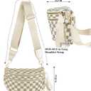 Black and White Checkered Crossbody Bag Bum Bag for Women,Spacious Checkered Purse Fanny Packs Belt Bag