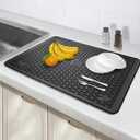 28"X20" Dish Drying Mat, Silicone Drying Mat for Kitchen Counter, Stove Top Covers for Electric Stove, Heat Resistant Glass Cooktop Cover for Kitchen, Black