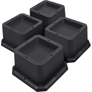 Furniture Risers 2 Inch-Bed Risers Heavy Duty-Desk Risers for Chair and Table Legs Elevation -Bed Lifts Risers (Set of 4 Riser, Black) (Square)